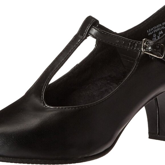 Women Leather Character Shoes 2 Inch Block Heel Non-Slip Comfort Black - Picture 1 of 5